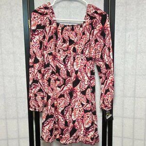 Art Class Empire Waist Butterfly Print Ruffle Hem Dress NWT Girls L Long Sleeve